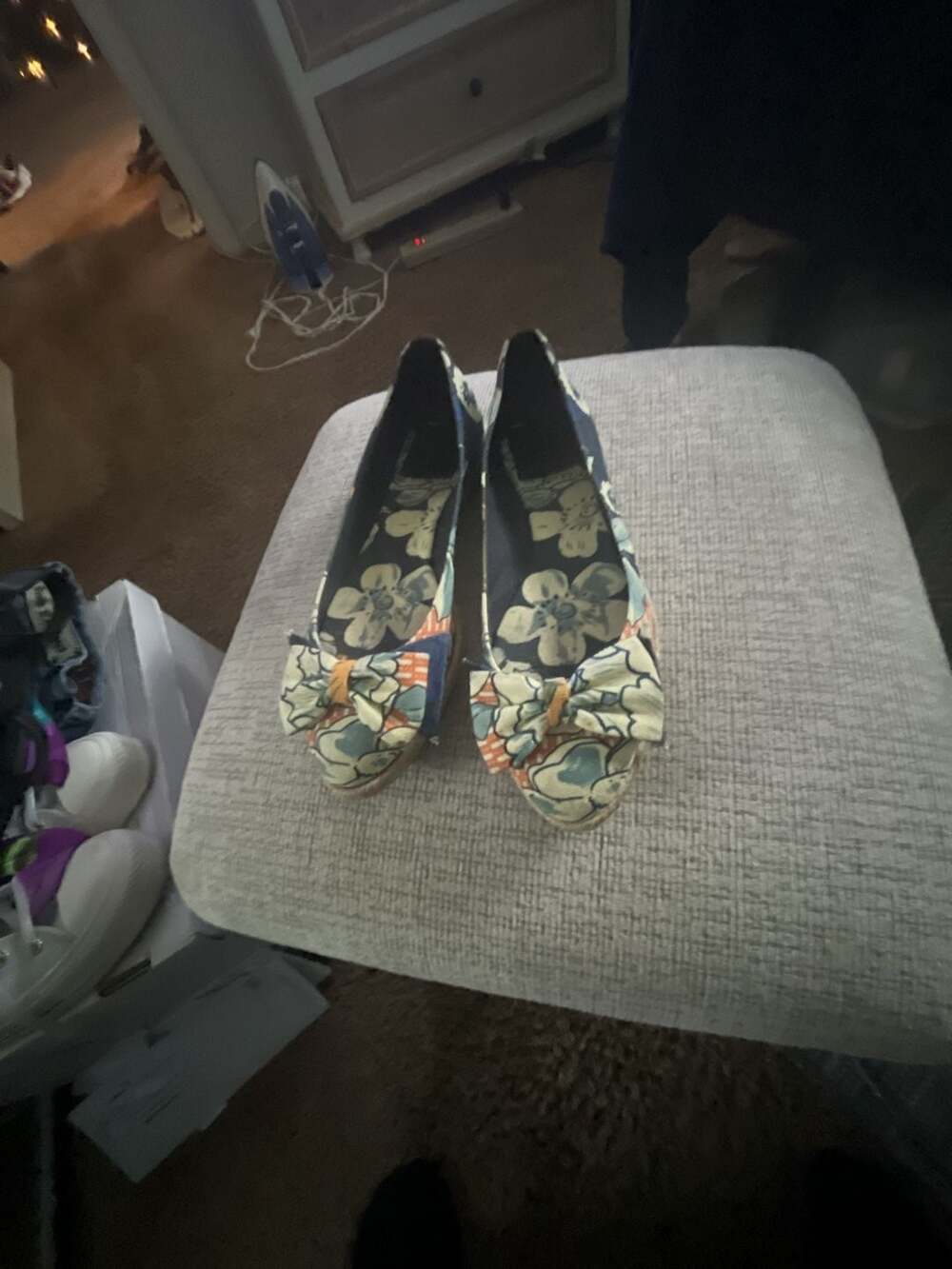 Tory Burch Tasmin Floral Print Canvas Bow Espadrille Flats